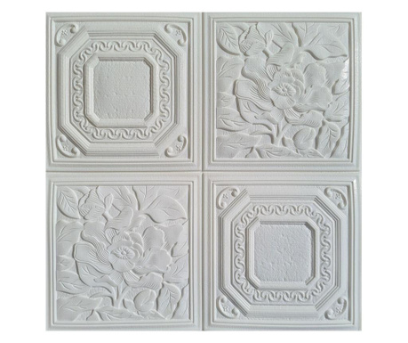 Tapet DEGRETS 99221 3D Autocolant alb Flori, 70cm x 70cm x 8 mm