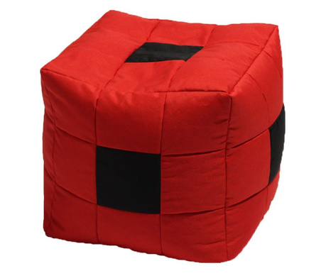 Fotoliu Mic, Taburet Cub - Black Spotted Cube (pretabil Si La Exterior), Umplut Cu Perle Polistiren, Fabricat In Romania  40x40x