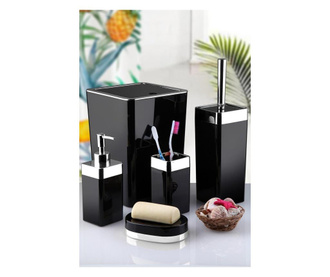 Set de baie 5 piese Oyo Home, acrilic, negru/argintiu