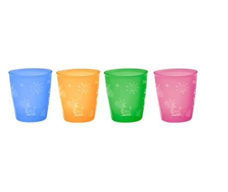 Set 4 pahare colorate pentru bebelusi si copii, 300 ml, fara BPA, 18+ luni, Nip 37061