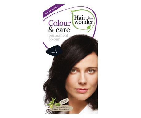 Vopsea par naturala, Colour & Care, 1 Black, Hairwonder