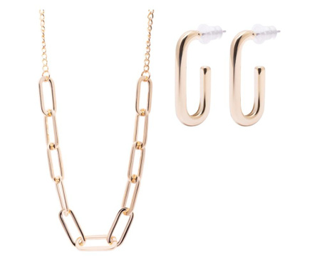 Set ženska ogrlica i naušnice Paper Clips In Gold