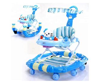 Premergator copii Baby,reglabil, multifunctional cu jucarie muzicala,pliabil albastru