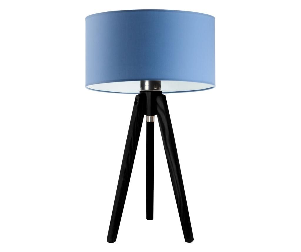 Ξύλινο Επιτραπέζιο Φωτιστικό Saba Έβενος Μπλε 48x30 εκ.