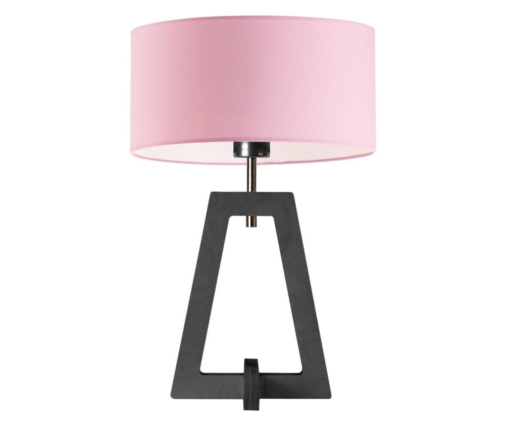 Lesena namizna svetilka Clio pepelnato siva svetlo roza 47x30 cm