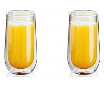 Set 2 pahare inalte Judge, pereti dubli din sticla, 330 ml