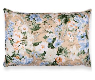 Perna Pernador cu puf si pana de gasca, 60cm x 70cm, flori albastre
