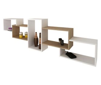 Etajera haaus Goa, Lemn Natural/Alb, 205 x 22 x 60 cm