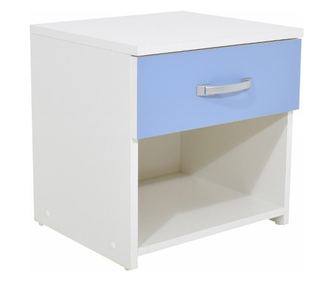 Noptiera haaus Leco, 1 Sertar, Alb/Bleu, 40 x 35 x 40 cm