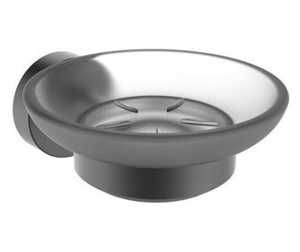 Стъклена сапунерка Round черен мат  5.4x5.15x12.8 см