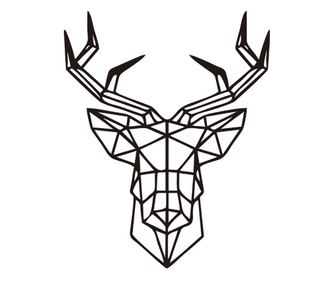 Sticker Autocolant Decorativ Perete Cap de Cerb Geometric, 45×36 cm, Negru 45×36 cm