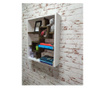 Raft de perete din lemn, cu prindere ascunsa, Ghent, 50x60x11.4 cm, alb/nuc