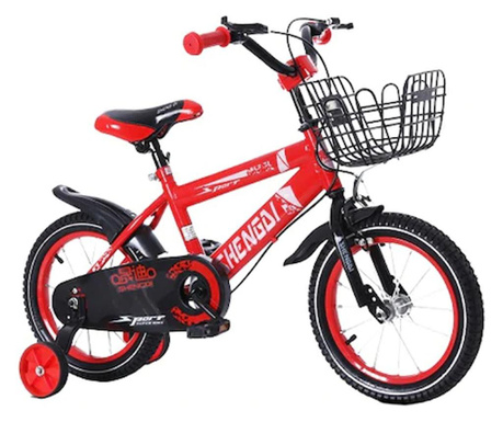 Bicicleta GoKart™ SuperSport 16 inch 4-6 ani roti ajutatoare, aparatoare noroi, sonerie, cosulet jucarii