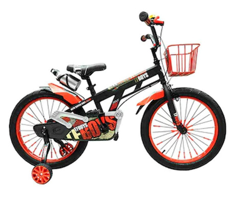 Bicicleta GoKart™ TFBoys 16 inch 4-6 ani roti ajutatoare, aparatoare noroi, sonerie, cosulet jucarii + bidon apa