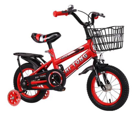 Bicicleta GoKart™ Tong 16 inch 4-6 ani roti ajutatoare silicon cu luminite, aparatoare noroi, sonerie, cosulet, aparatoare ,port
