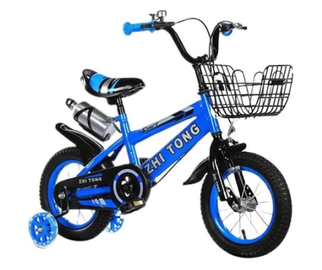 Bicicleta GoKart™ Tong 18 inch 6-8 ani roti ajutatoare silicon, aparatoare noroi, sonerie, cosulet + bidon apa