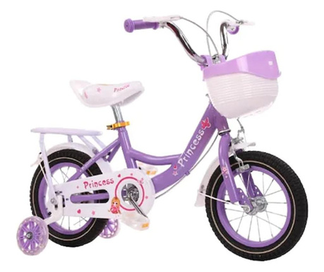 Bicicleta GoKart™ Princess 16 inch 4-6 ani roti ajutatoare silicon, aparatoare noroi, sonerie, cosulet