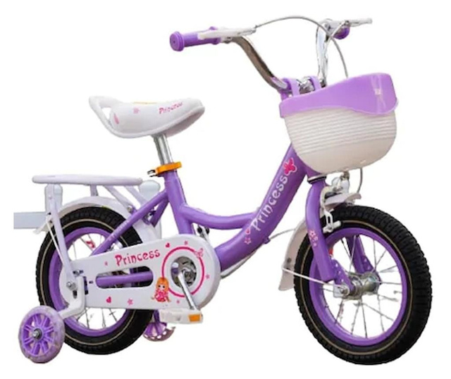 Bicicleta GoKart™ Princess 16 inch 4-6 ani roti ajutatoare silicon, aparatoare noroi, sonerie, cosulet