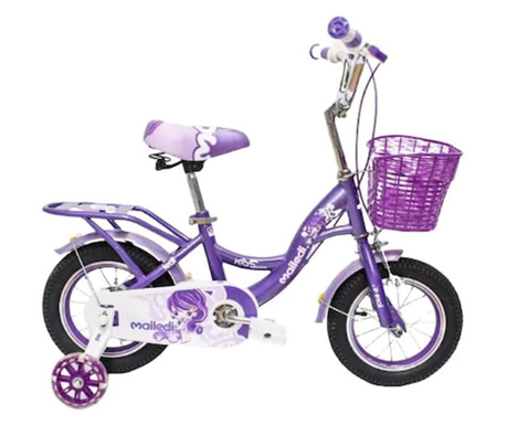 Bicicleta GoKart™ Lady 12 inch 2-4 ani roti ajutatoare silicon, aparatoare noroi, cosulet jucarii