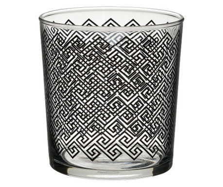 Set 6 pahare pentru whiskey Inart, sticla, negru/transparent
