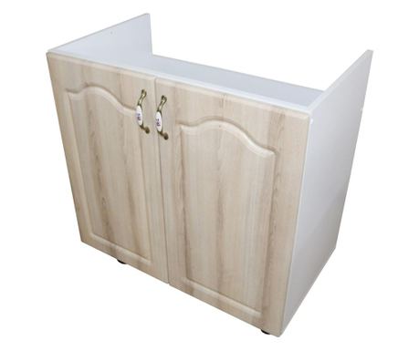 Mască pentru chiuvetă cu 2 uși Zebra, Albă/MDF Sonoma mustata, fără blat, 80 x 82 x 50 cm 80 x 82 x 50 cm