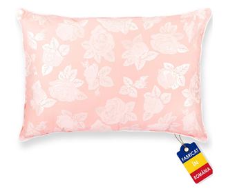 Perna Pernador cu puf si pana de gasca, 40cm x 60cm, roz cu trandafiri argintii