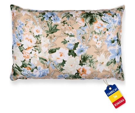 Perna Pernador cu puf si pana de gasca, 60cm x 70cm, flori mov