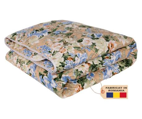 Pilota Pernador 180cm x 200cm din puf si pana de gasca, flori albastre