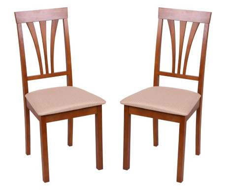 Set 2 scaune de bucatarie NIKA 7, Lemn, Walnut/Brighton Beige