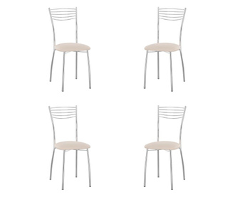 Set 4 scaune bucatarie VIOLA CHROME, piele ecologica, Crem