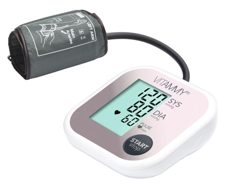 Апарат за измерване на кръвно Vitammy Super Beat, 22-42см, Бял/Розов