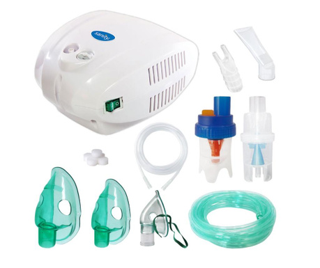 Aparat de aerosoli Sanity Alergia Stop PRO, 3 masti (adulti, copii, bebelusi), nebulizator cu compresor, zgomot redus 55 dB, dis