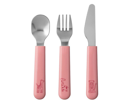 Комплект 3 детски прибора за хранене MIO Pink