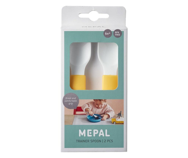 Set 2 linguri pentru copii Mepal, MIO Yellow, polipropilena, galben, 7x2x16 cm