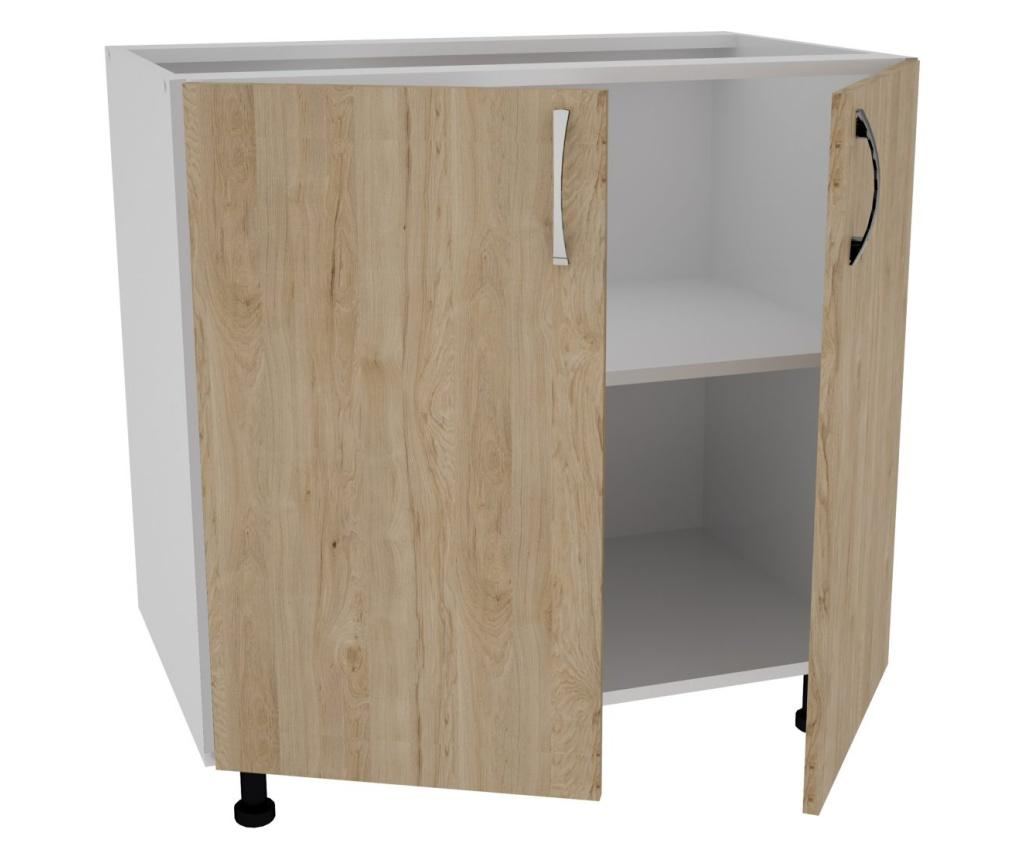 Corp Masca Chiuveta haaus, 2 Usi, Lemn Natural/Alb, 80 x 50 x 80 cm - 2
