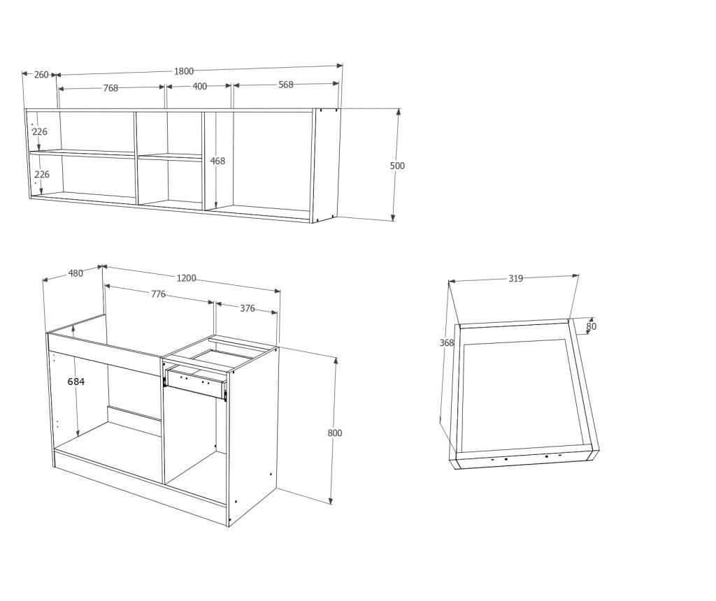 Set Bucatarie haaus Kara, Stejar Sonoma/Alb, L 180 cm - 5