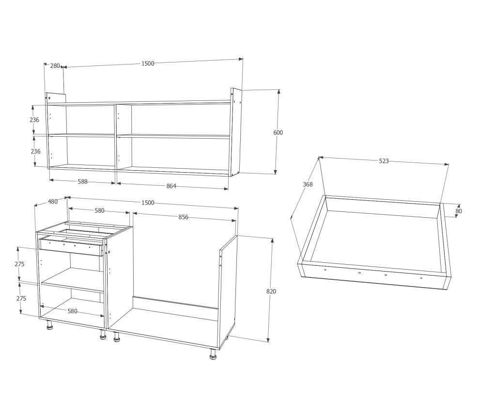 Set Bucatarie haaus Reno, Prun/Ulm Deschis, L 150 cm - 5