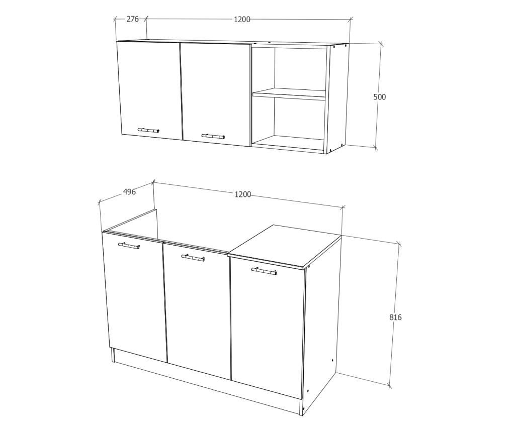 Set Bucatarie haaus Ara, Wenge/Alb, L 120 cm - 3