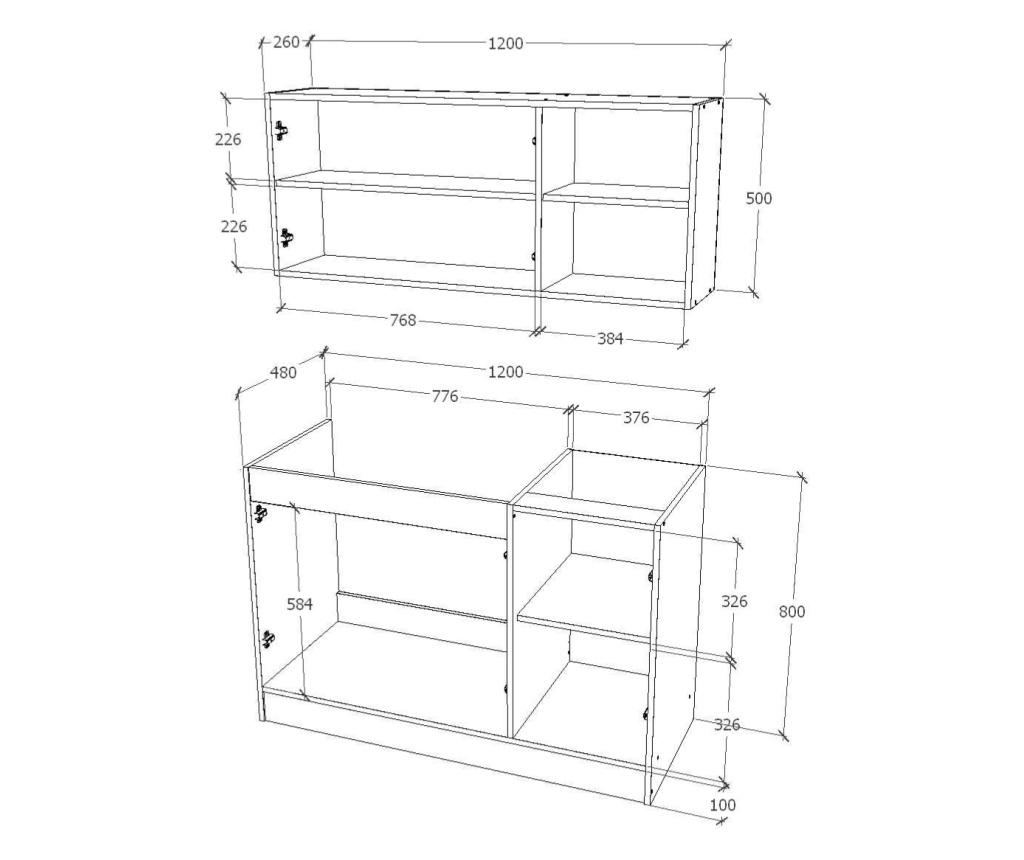 Set Bucatarie haaus Ara, Wenge/Alb, L 120 cm - 4