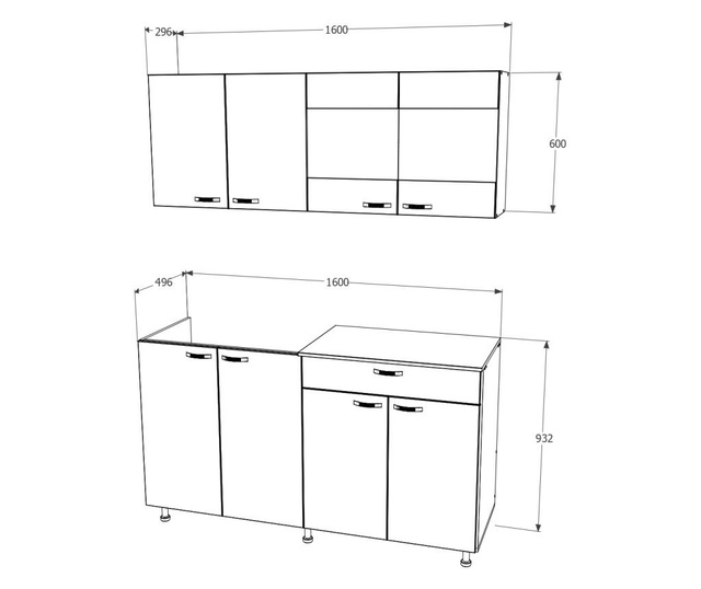 Bucatarie haaus Roma, Lemn Natural/Alb, L 160 cm