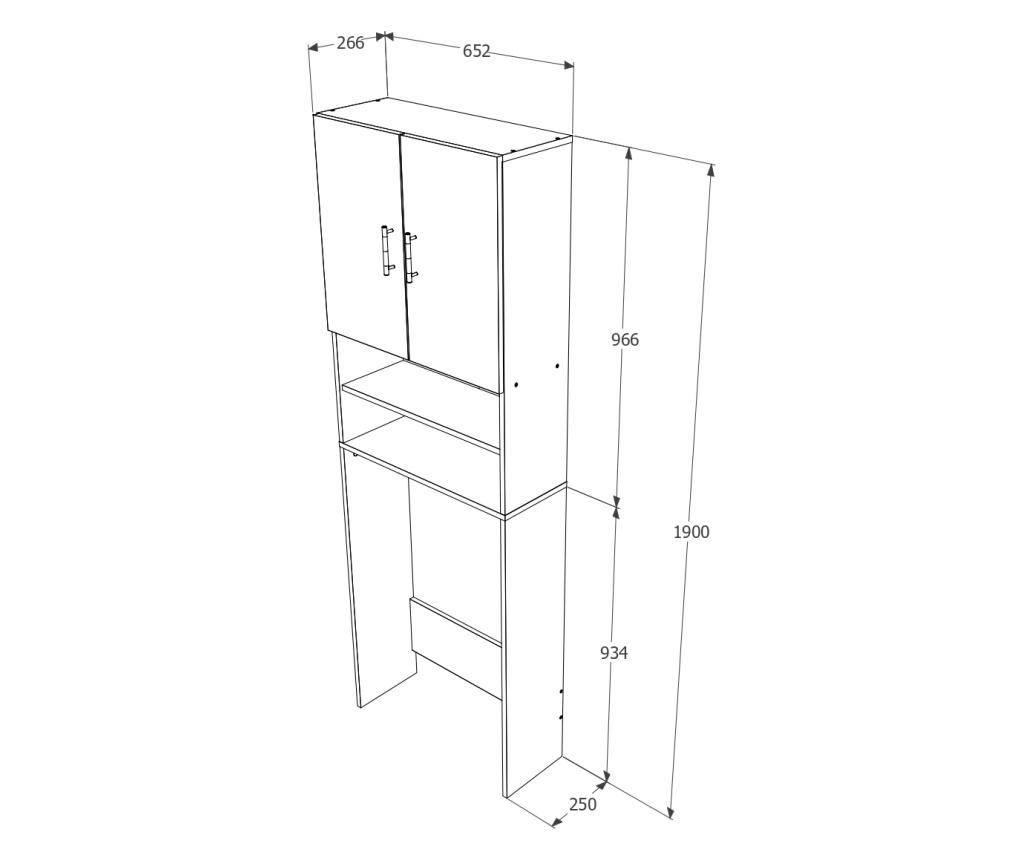 Dulap Masina de Spalat haaus, Beton/Alb, 65.2 x 27 x 190 cm - 4