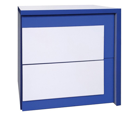 Set 2 noptiere Santander cu sertare, Alb Nymfa/ Albastru 39 x 35 x 41 cm