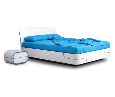 Легло със заоблени ръбове Нордик - бял, с рамка и механизми за матрак 180/200 см