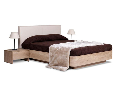 Легло със заоблени ръбове Бианка - бежаво, с рамка и механизми за матрак 180/200 см