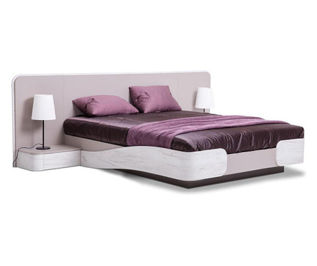 Легло със заоблени ръбове Аура с рамка и механизми за матрак 180/200 см