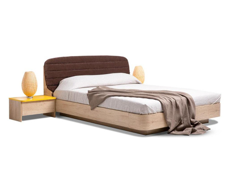 Легло със заоблени ръбове S01 - кафяво, с рамка и механизми за матрак 180/200 см