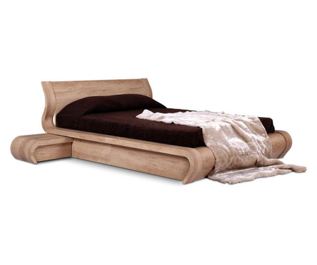 Легло с огънати детайли Сенс - кафяво, с рамка и механизъм за матрак 180/200 см
