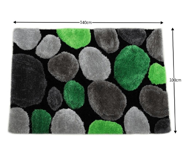 Covor 100x140 cm, verde/gri/negru,Bortis Impex