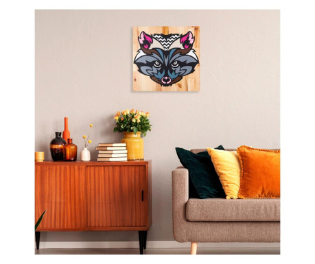 Decoratiune de perete Skyler, lemn, 58x58 cm, multicolor