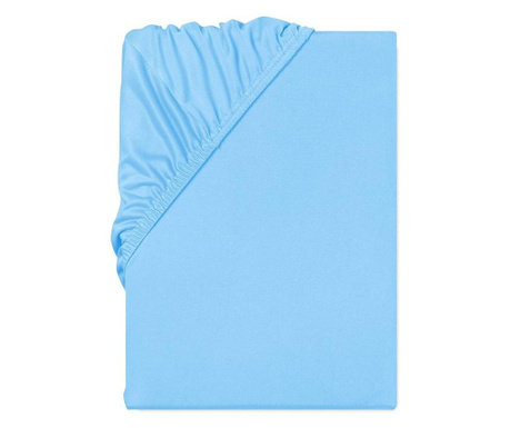 Cearsaf de pat dublu, cu elastic, 100% bumbac, 200x200 cm, albastru, Home Living
